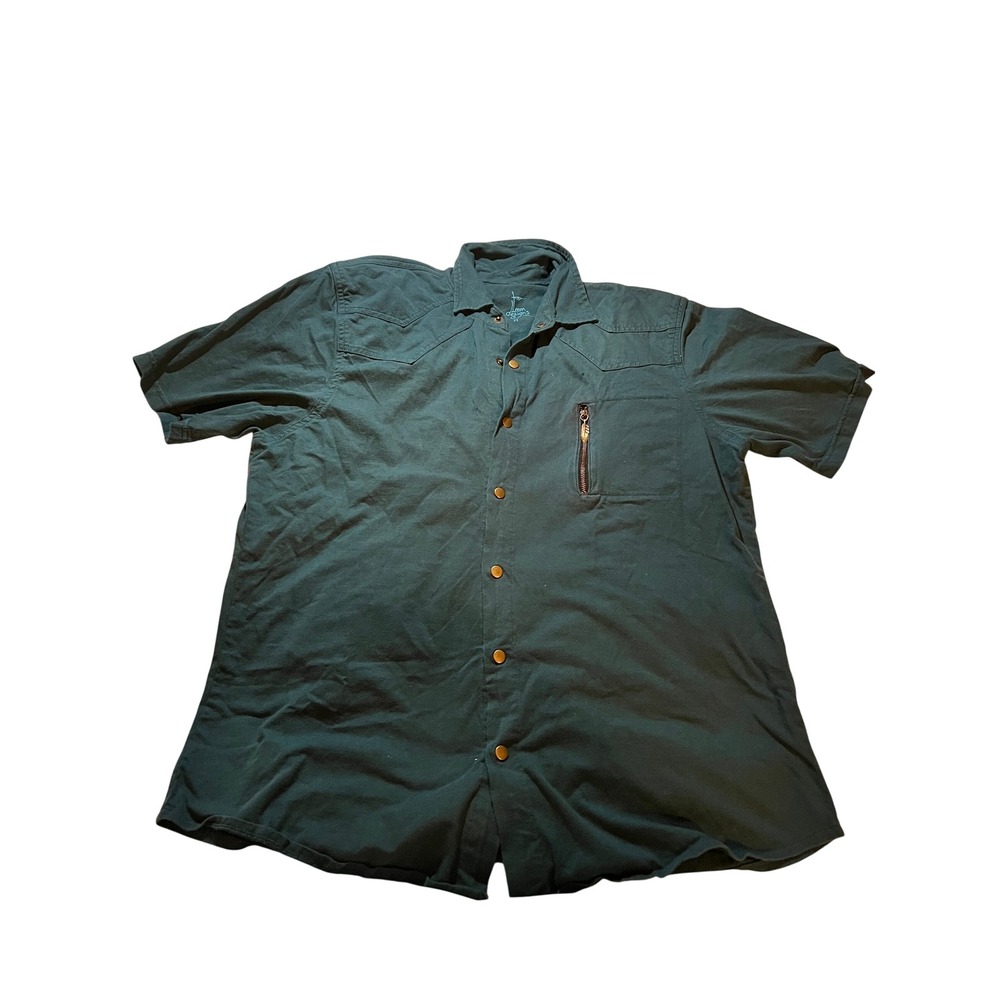 Leom Designs Mens Teal Green Western Snap Phoenix Graphic Short Sleeve Shirt M